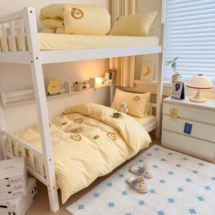 91家纺网 家纺一手货源 找家纺 （总）锦觅 2024新款学生季全棉小清新绣花时尚复古卡通三件套四件套