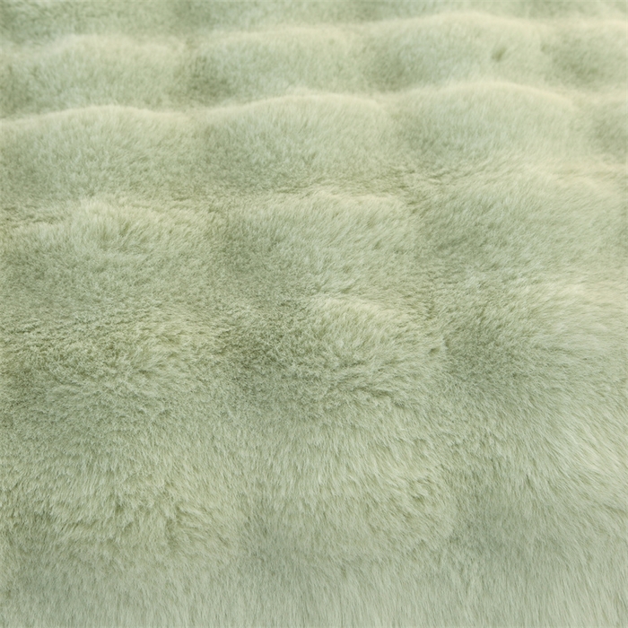 91家纺网 家纺一手货源 找家纺 芸锦豪2024新款纯色托斯卡纳兔毛大泡泡绒毛毯 草绿