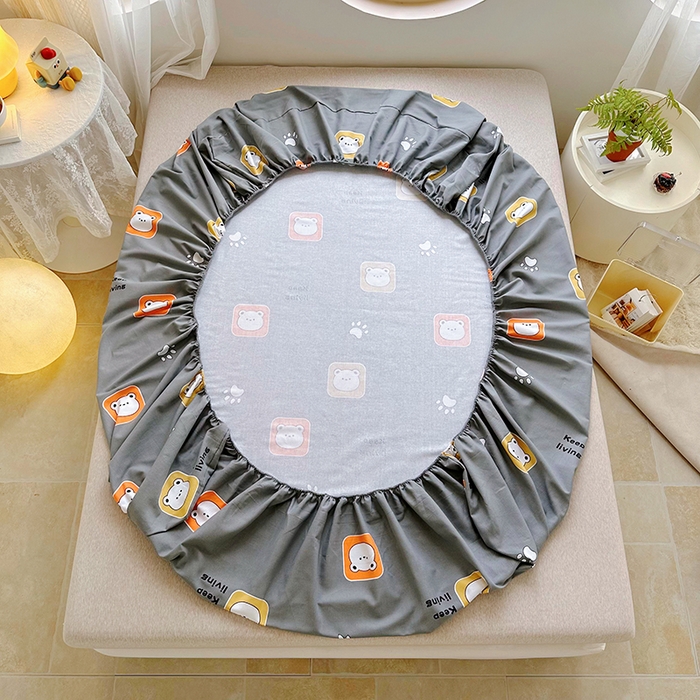 91家纺网 家纺一手货源 找家纺 家贝爱 2024新款原棉老粗布床笠 格格熊