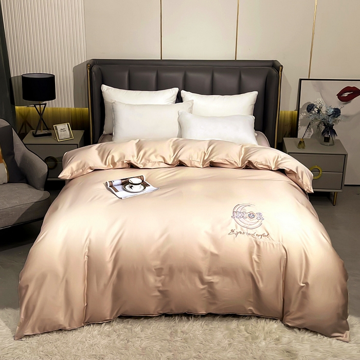 91家纺网 家纺一手货源 找家纺 艾迪尚家纺 2025新款120S刺绣长绒棉单被套 山茶花-香槟金