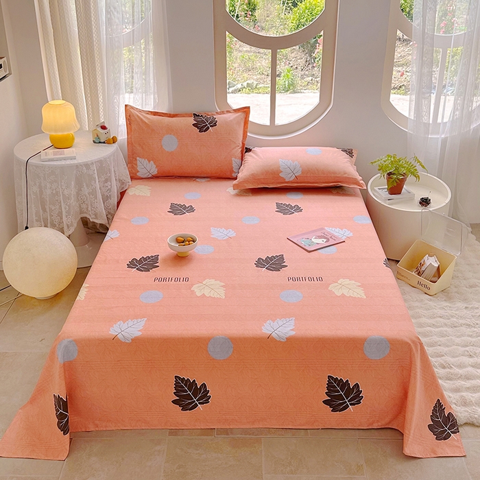 91家纺网 家纺一手货源 找家纺 家贝爱 2024新款原棉老粗布床单 枫叶情