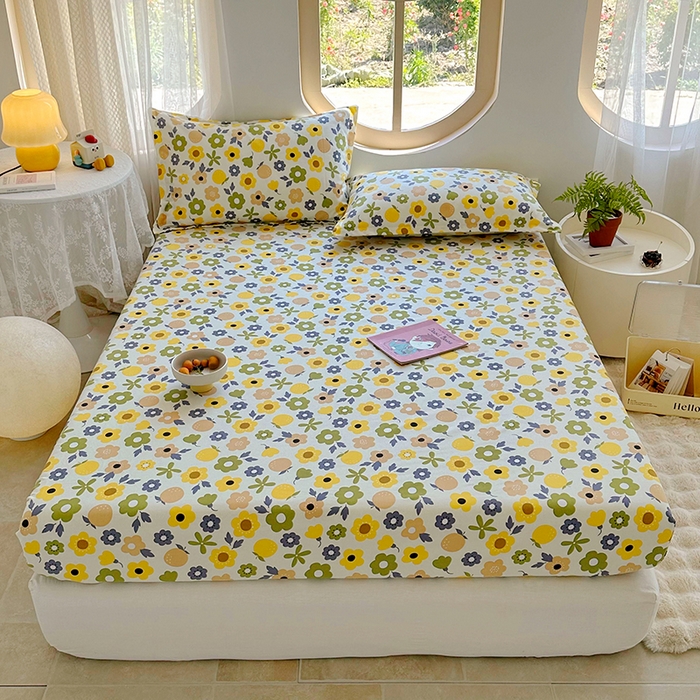 91家纺网 家纺一手货源 找家纺 家贝爱 2024新款原棉老粗布床笠 浅夏