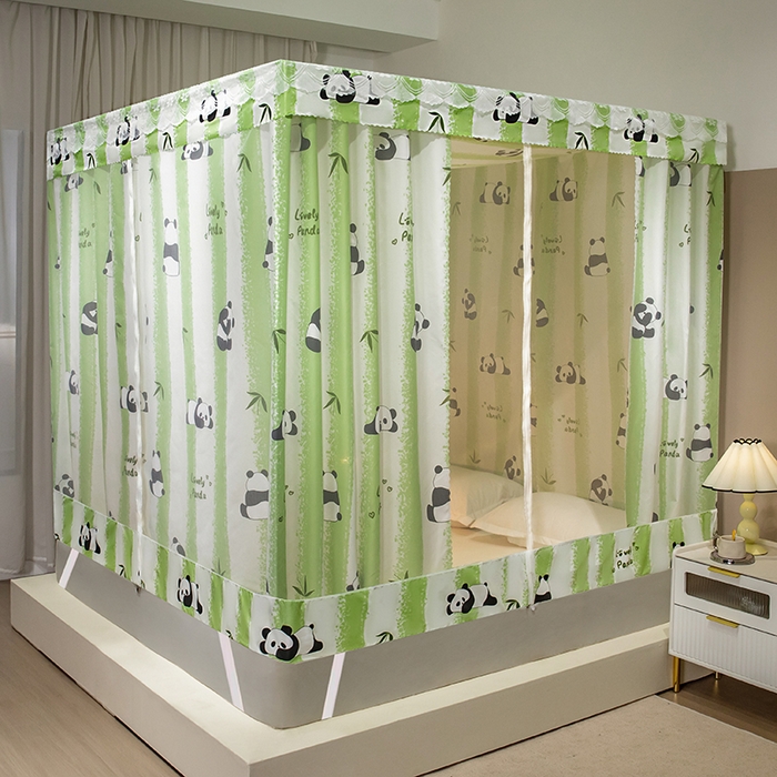 91家纺网 家纺一手货源 找家纺 显高蚊帐2025新款坐床遮光防尘坐床回底遮光蚊帐系列 熊猫宝贝