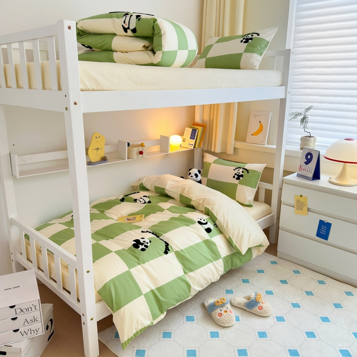 91家纺网 家纺一手货源 找家纺 锦觅 2024新款学生季全棉小清新绣花时尚复古卡通三件套四件套 调皮国宝