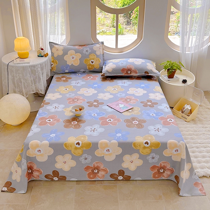 91家纺网 家纺一手货源 找家纺 家贝爱 2024新款原棉老粗布床单 花颜