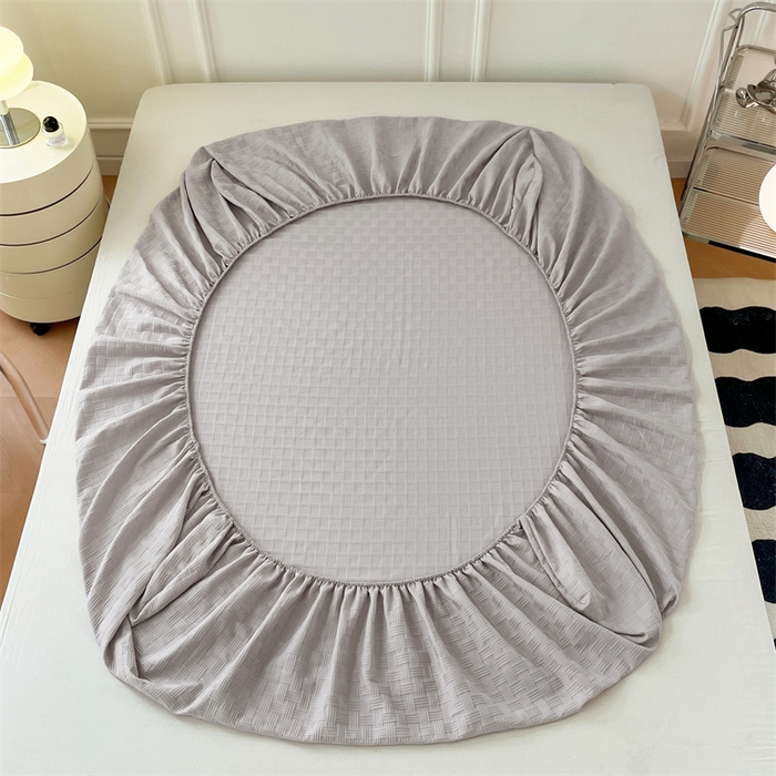 91家纺网 家纺一手货源 找家纺 梦舒羽 2025新款魔方格泡泡大提花床笠华夫格床垫保护套 华夫格纯色-浅灰色