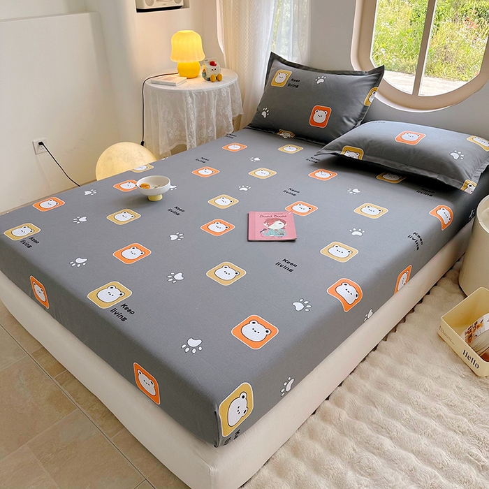 91家纺网 家纺一手货源 找家纺 家贝爱 2024新款原棉老粗布床笠 格格熊