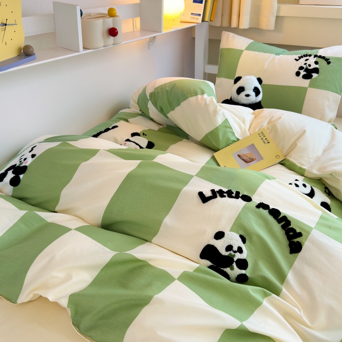 91家纺网 家纺一手货源 找家纺 锦觅 2024新款学生季全棉小清新绣花时尚复古卡通三件套四件套 调皮国宝