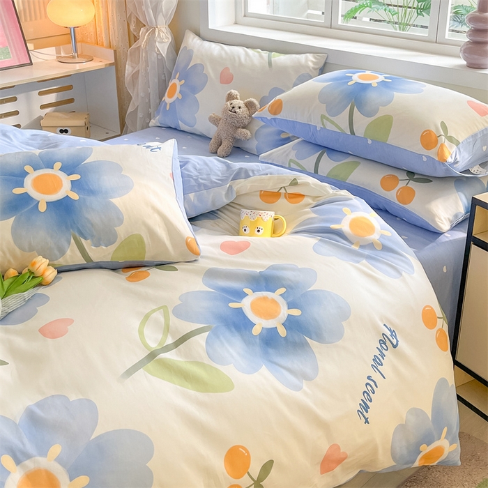 91家纺网 家纺一手货源 找家纺 本制 2024新款12868全棉印花四件套 花晨