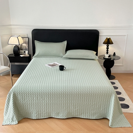 91家纺网 家纺一手货源 找家纺 （总）圣比熊 2025新款魔方格泡泡大提花床单华夫格床垫保护套床护垫