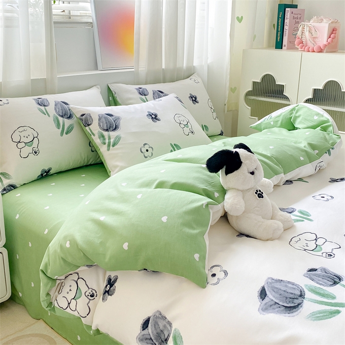 91家纺网 家纺一手货源 找家纺 本制 2024新款12868全棉印花四件套 花间寻梦