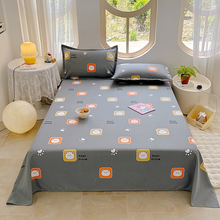 91家纺网 家纺一手货源 找家纺 家贝爱 2024新款原棉老粗布床单 格格熊