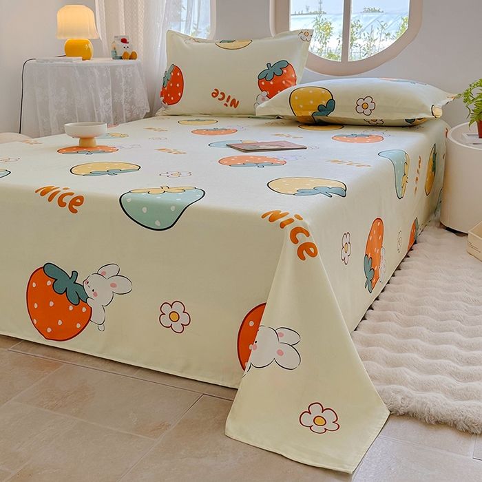 91家纺网 家纺一手货源 找家纺 家贝爱 2024新款原棉老粗布床单 萌宠兔