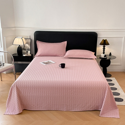 91家纺网 家纺一手货源 找家纺 梦舒羽 2025新款魔方格泡泡大提花床单华夫格床垫保护套床护垫 魔方格泡泡-梦幻粉