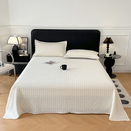 91家纺网 家纺一手货源 找家纺 （总）圣比熊 2025新款魔方格泡泡大提花床单华夫格床垫保护套床护垫