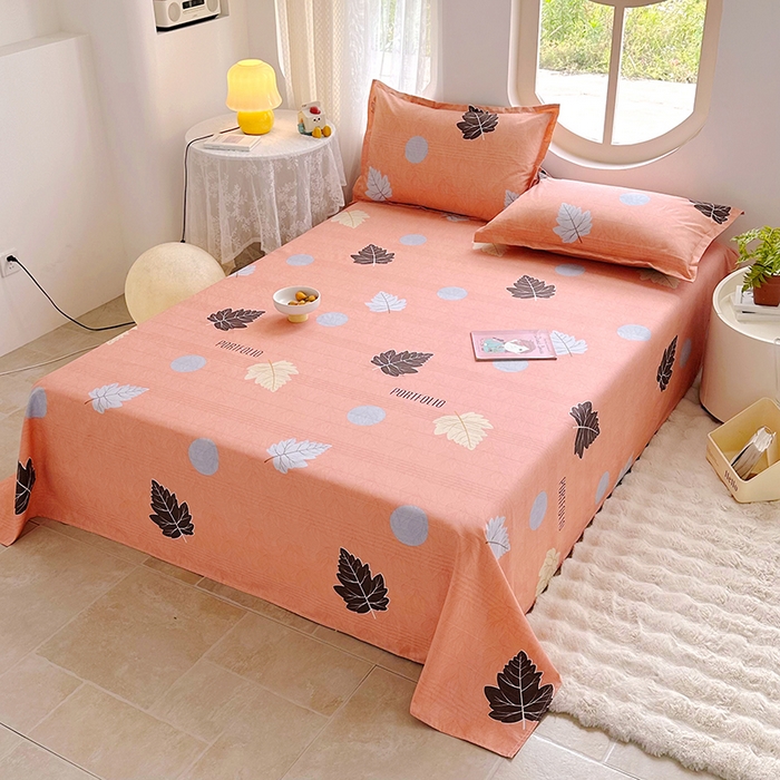 91家纺网 家纺一手货源 找家纺 家贝爱 2024新款原棉老粗布床单 枫叶情