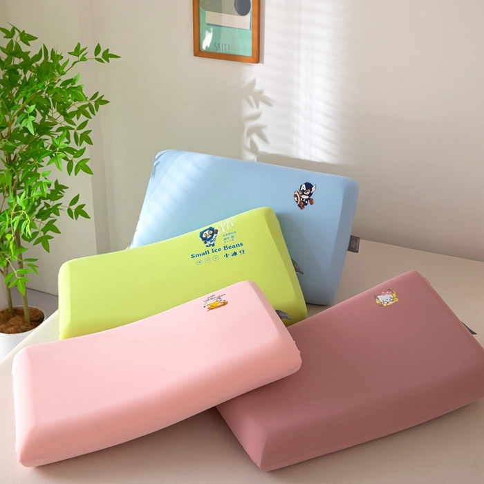 91家纺网 家纺一手货源 找家纺 糖果枕芯 2024新款七彩亲肤零压力枕芯慢回弹儿童学生枕头   果绿58*35/8cm