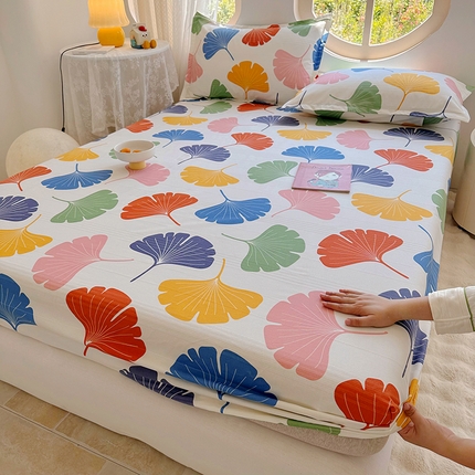 家贝爱 2024新款原棉老粗布床笠 幸运叶