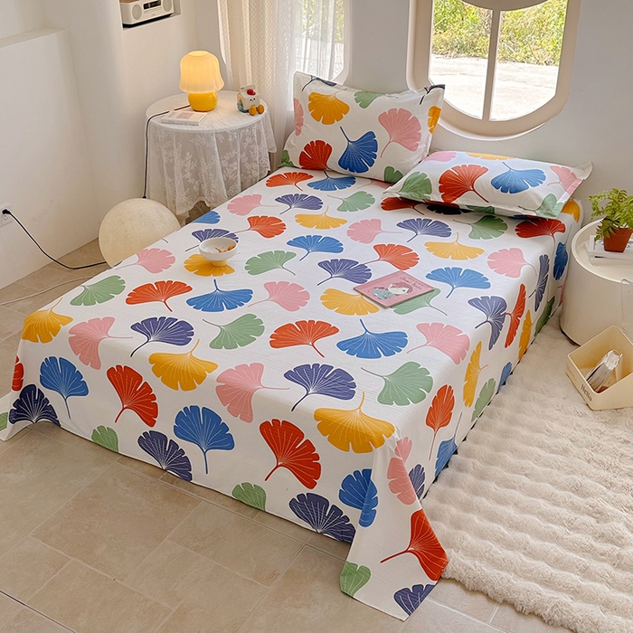 91家纺网 家纺一手货源 找家纺 家贝爱 2024新款原棉老粗布床单 幸运叶