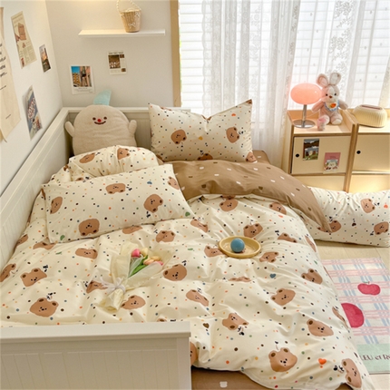 91家纺网 家纺一手货源 找家纺 寻米 2024新款全棉印花四件套 小熊软糖-巧克力