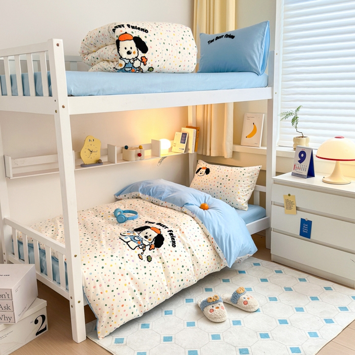 91家纺网 家纺一手货源 找家纺 锦觅 2024新款学生季全棉小清新绣花时尚复古卡通三件套四件套 小画家