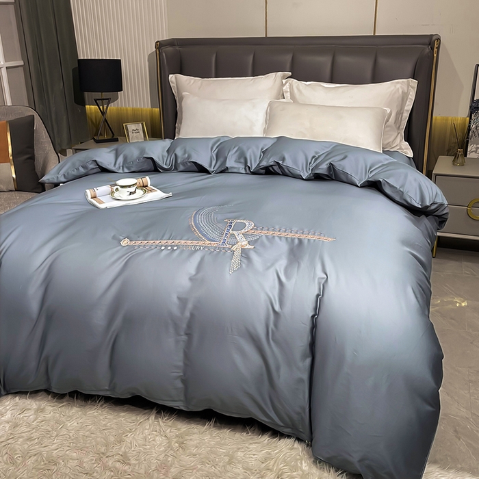 91家纺网 家纺一手货源 找家纺 艾迪尚家纺 2025新款120S刺绣长绒棉四六件套 时尚-灰