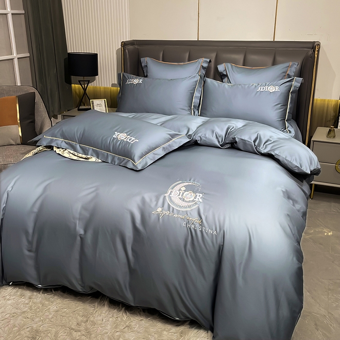 91家纺网 家纺一手货源 找家纺 艾迪尚家纺 2025新款120S刺绣长绒棉四六件套 山茶花-绅士灰