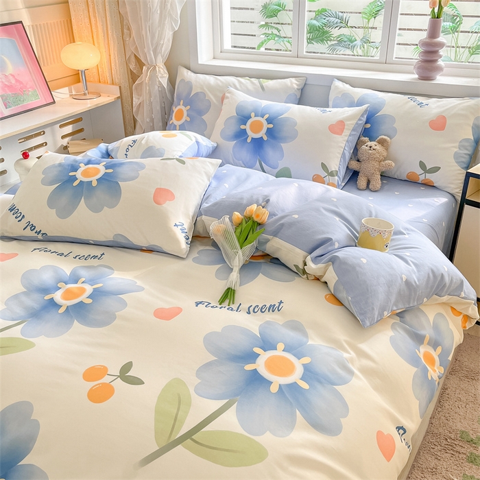 91家纺网 家纺一手货源 找家纺 本制 2024新款12868全棉印花四件套 花晨