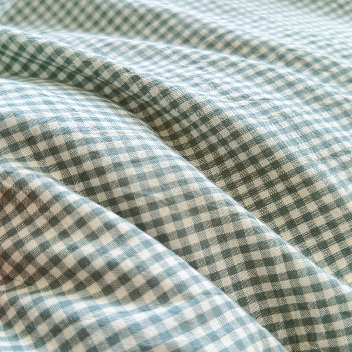 91家纺网 家纺一手货源 找家纺 晚依家纺 2025新款全棉色织水洗棉宽边断角四件套 爱的邂逅-绿