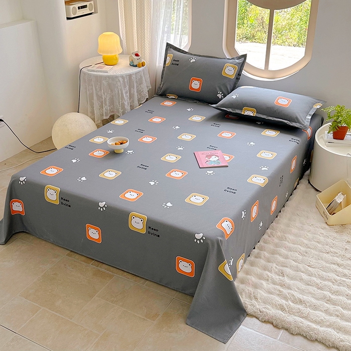 91家纺网 家纺一手货源 找家纺 家贝爱 2024新款原棉老粗布床单 格格熊