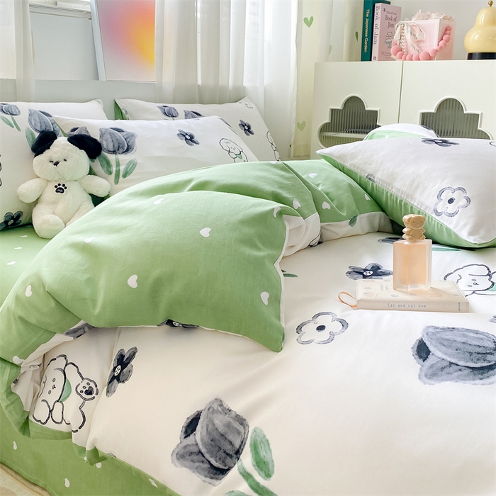 91家纺网 家纺一手货源 找家纺 本制 2024新款12868全棉印花四件套 花间寻梦