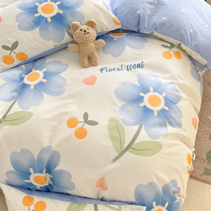 91家纺网 家纺一手货源 找家纺 本制 2024新款12868全棉印花四件套 花晨