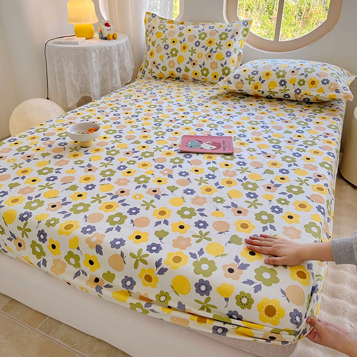 91家纺网 家纺一手货源 找家纺 家贝爱 2024新款原棉老粗布床笠 浅夏