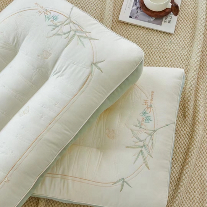 91家纺网 家纺一手货源 找家纺 （总）其乐枕芯 2024新款国风玉竹金蚕护颈枕枕头枕芯超30天不退不换 