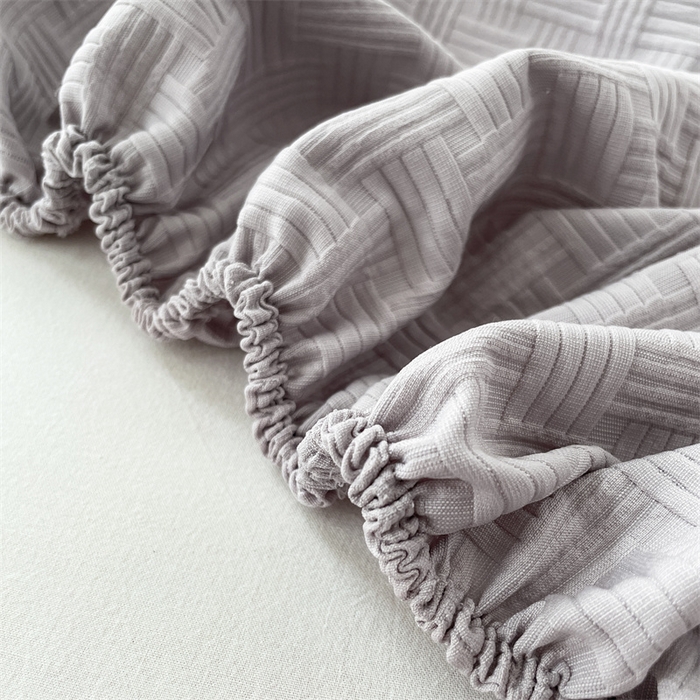 91家纺网 家纺一手货源 找家纺 梦舒羽 2025新款魔方格泡泡大提花床笠华夫格床垫保护套 华夫格纯色-浅灰色