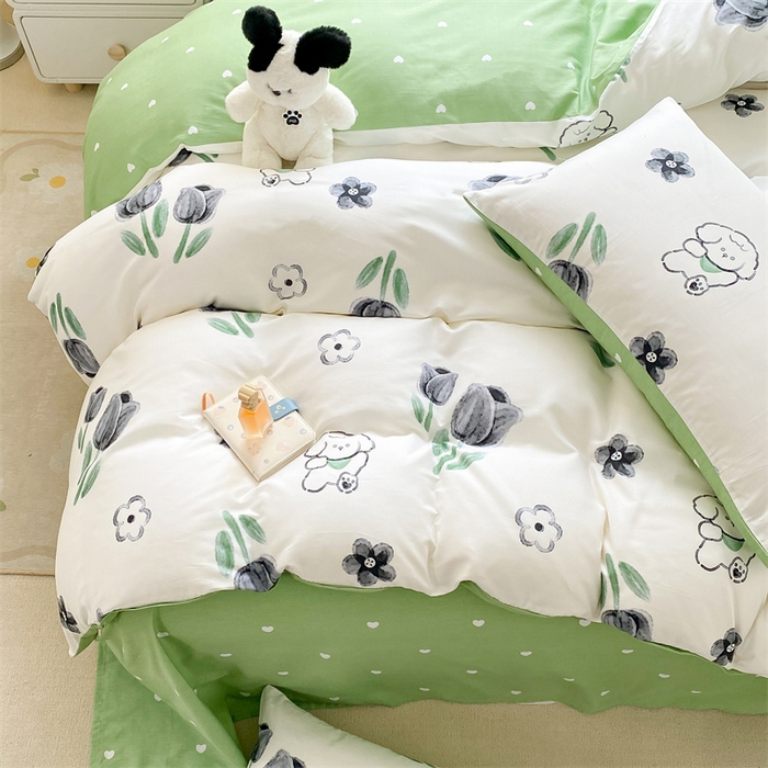 91家纺网 家纺一手货源 找家纺 本制 2024新款12868全棉印花四件套 花间寻梦