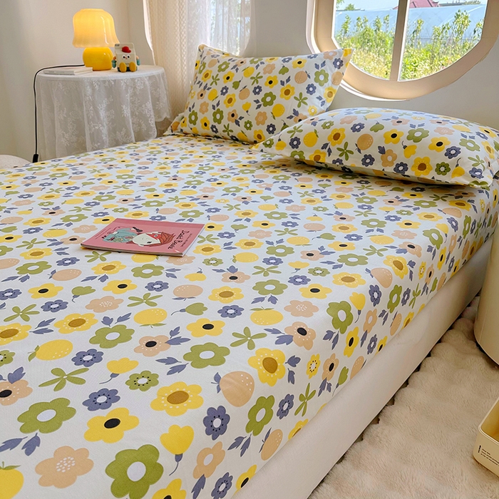 91家纺网 家纺一手货源 找家纺 家贝爱 2024新款原棉老粗布床笠 浅夏