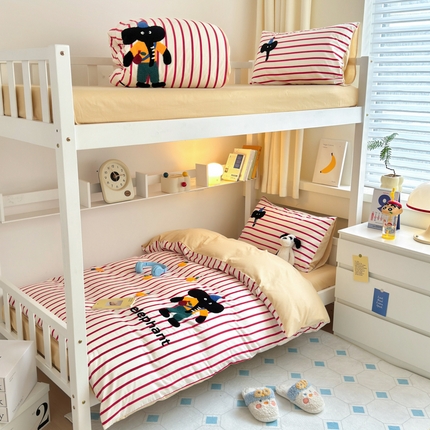 91家纺网 家纺一手货源 找家纺 （总）锦觅 2024新款学生季全棉小清新绣花时尚复古卡通三件套四件套