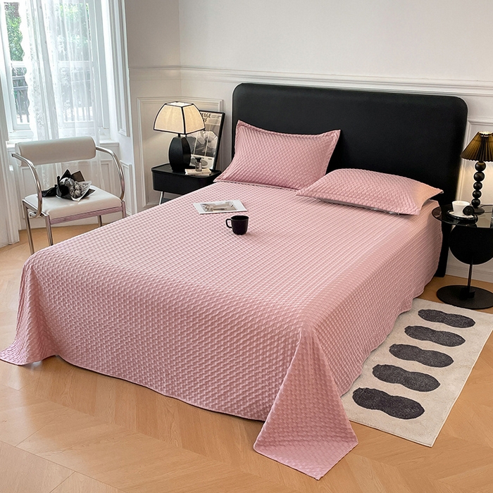 91家纺网 家纺一手货源 找家纺 （总）梦舒羽 2025新款魔方格泡泡大提花床单华夫格床垫保护套床护垫