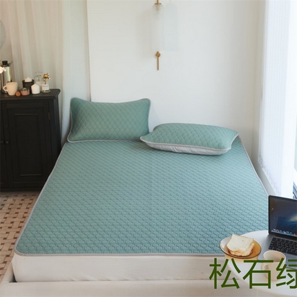 91家纺网 家纺一手货源 找家纺 玖玖爱家纺 2024新款黑科技高分子乳胶凉席高冷席系列 松石绿