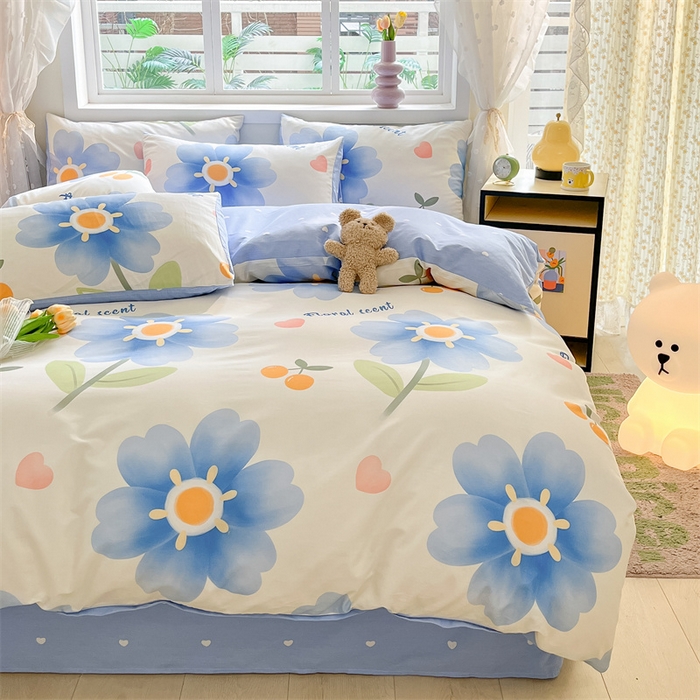 91家纺网 家纺一手货源 找家纺 本制 2024新款12868全棉印花四件套 花晨