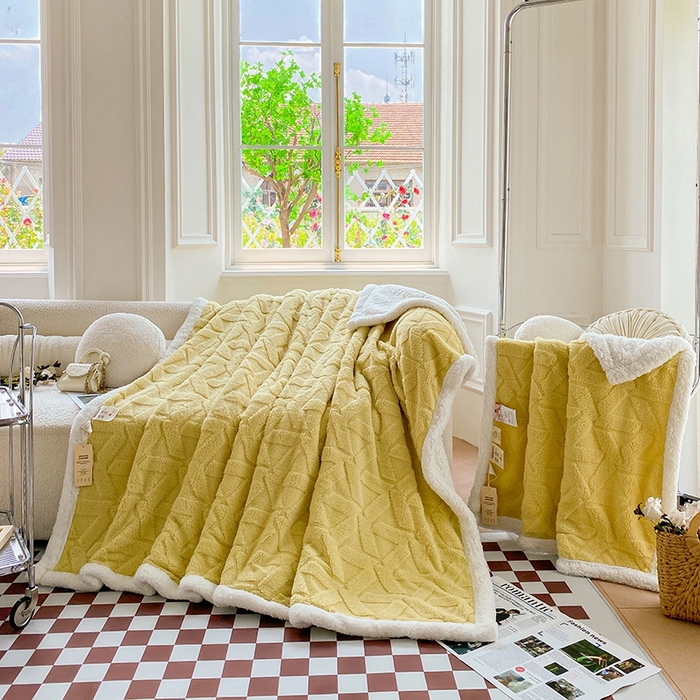 91家纺网 家纺一手货源 找家纺 呗旺鹿 2024新款多巴胺双面塔肤绒高克重盖毯（特价款） 格调