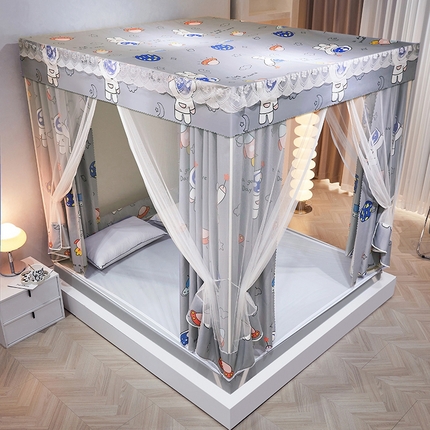 91家纺网 家纺一手货源 找家纺 显高蚊帐2025新款坐床遮光防尘坐床回底遮光蚊帐系列 蓝花免