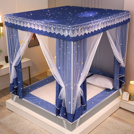 91家纺网 家纺一手货源 找家纺 显高蚊帐2025新款坐床遮光防尘床帘式蚊帐-回底全低（全花型） 1.8*2.2