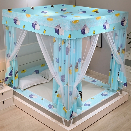 91家纺网 家纺一手货源 找家纺 显高蚊帐2025新款坐床遮光防尘坐床回底遮光蚊帐系列 蓝花免