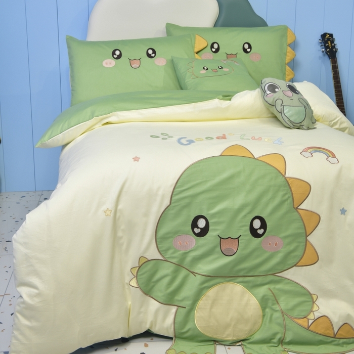 91家纺网 家纺一手货源 找家纺 佳梦家纺 2024新款40支全棉高端贴布绣卡通四件套 米迦