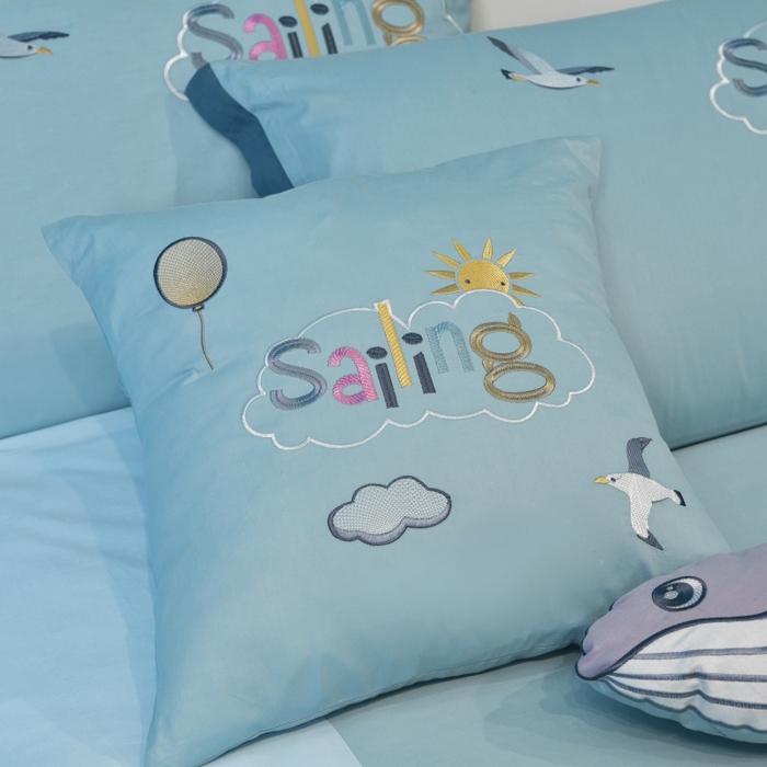 91家纺网 家纺一手货源 找家纺 佳梦家纺 2024新款40支全棉高端贴布绣卡通四件套 鲸鱼