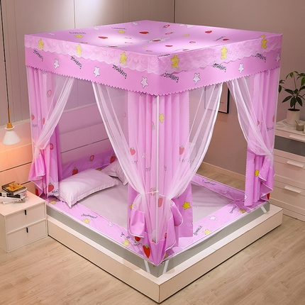 91家纺网 家纺一手货源 找家纺 显高蚊帐2025新款坐床遮光防尘坐床回底遮光蚊帐系列 蓝花免