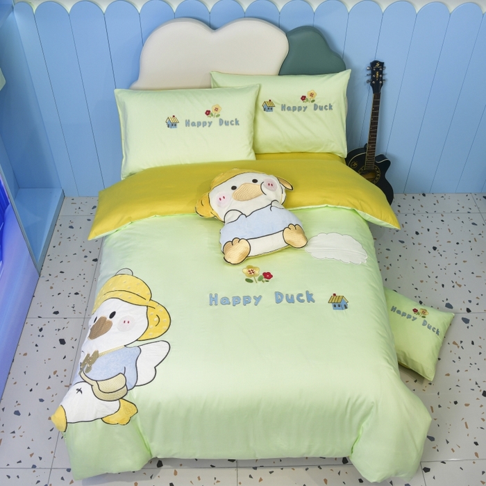 91家纺网 家纺一手货源 找家纺 （总）佳梦家纺 2024新款40支全棉轻熟贴布绣卡通四套件