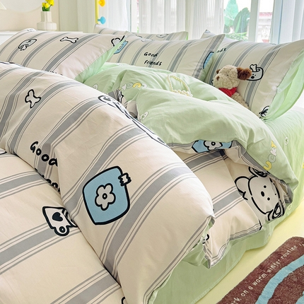 91家纺网 家纺一手货源 找家纺 （总）优选 2025直播爆款全棉12868印花四件套纯棉学生三件套床笠